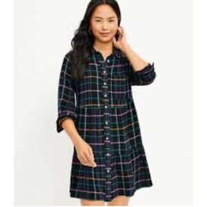 LOFT Black Plaid Mini Dress